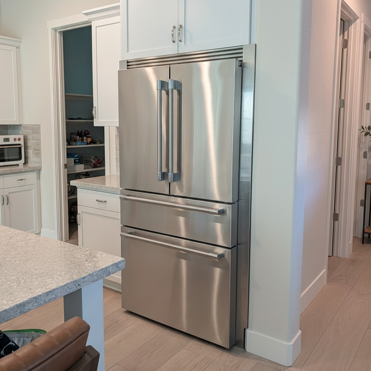 KitchenAid French Door Refrigerator with a custom Appliance Trim Kit installed for a built-in look