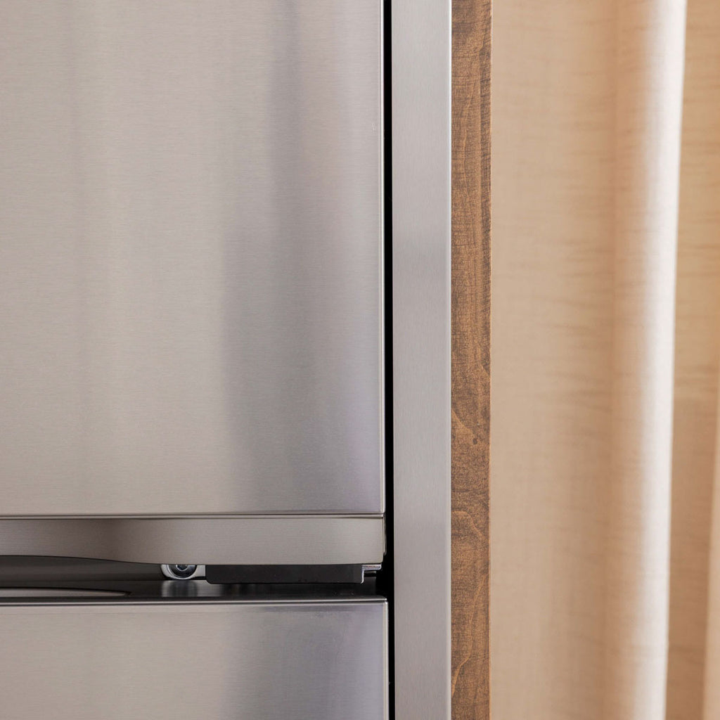 Side view of a custom trim kit showing the depth and flush fit for a refrigerator installation
